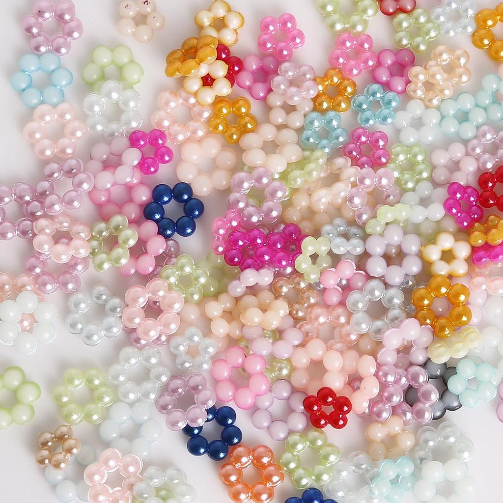 100 шт. разноцветные цветочные бусины с плоской задней частью, имитация кабошона, 7 мм/9 мм, пластик, АБС-пластик, жемчужные бусины, сделай сам, рукоделие, украшение для одежды