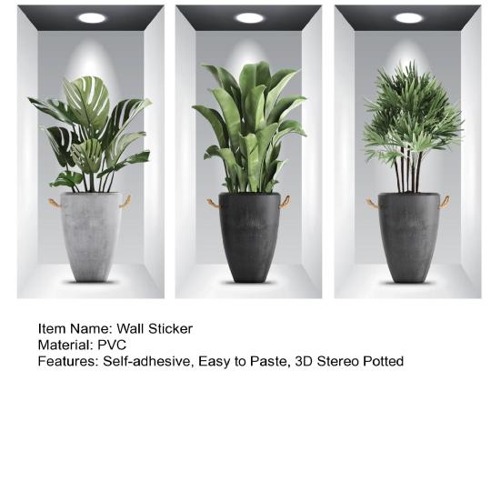 3 шт. стикер на стену 3D стерео креативная зелень в горшке поддельные наклейки на окно на стену для гостиной настенный плакат товары для дома