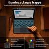 Coque Clavier pour Samsung Galaxy Tab S10 FE / S9 FE, Cuir PU Noir avec Clavier Rétroéclairé + Souris + Stylet