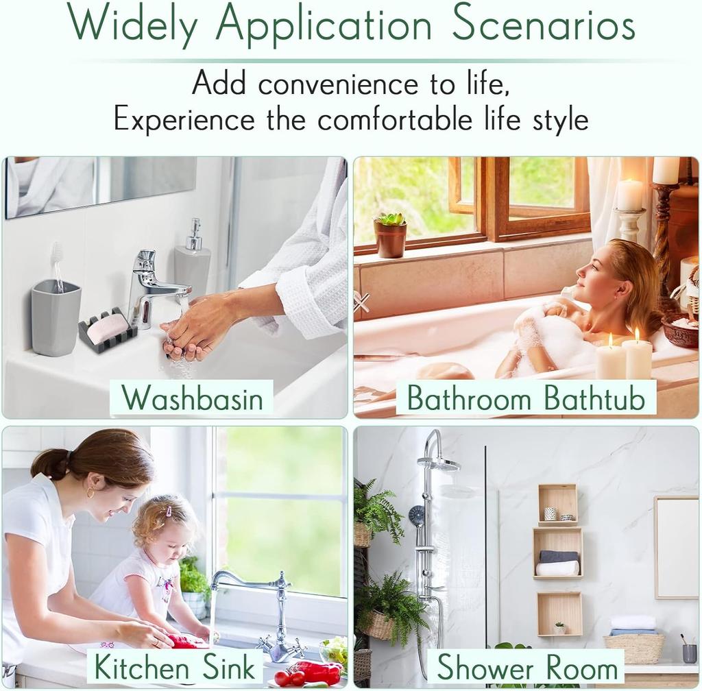 Silicone Soap Tray with Self-Draining Design, Cascading Bar Soap Holder for Shower and Kitchen, Includes Soap Protector and Drainage Accessories (Dar