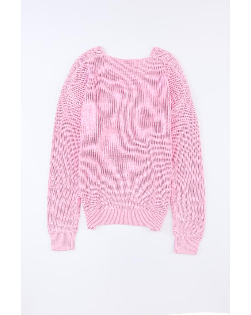Azura Exchange Ribbed Knit V Neck Sweater