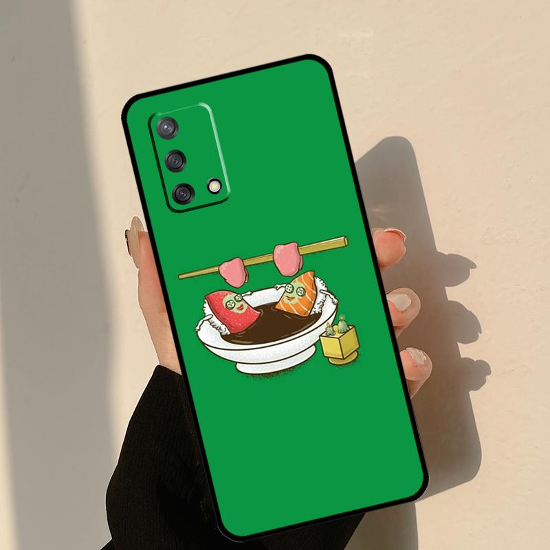 Японский кейс для еды суши для Oppo A80 A60 A40 A15 A16 A17 A57 A94 A74 A54 A76 A96 A18 A38 A58 A78 A98 A6 A5 Pro