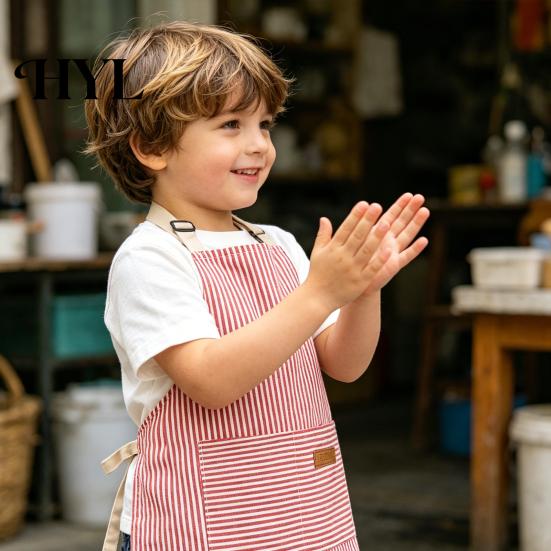 Small Storage Habit Apron Adjustable Kids with Neck Clip & Front Pocket Children Toddler Painting Smock Water-Resistant Art for Kindergarten