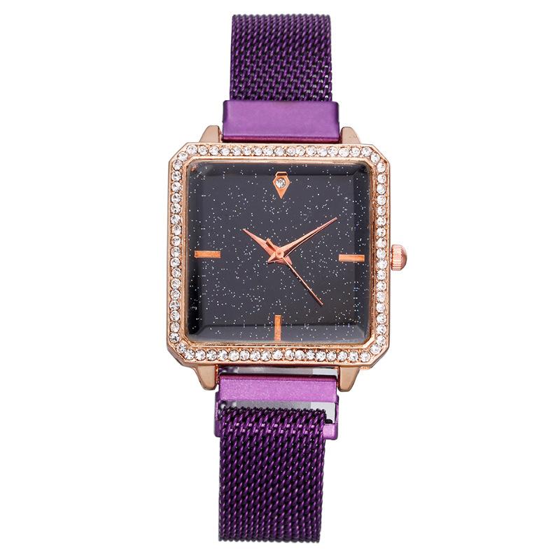Квадратные звездное небо женские часы женские часы кварцевые часы поглощающие железо магнитные модели женские часы обработка магнита настройка