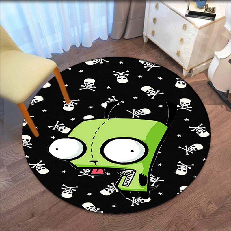 Invader Zim Printed Round Rug Carpet Chair Rug Area Rug Entryway Doormats,for Office Chair Living Room Bedroom Kitchen Room.