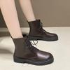 2024 Горячая Распродажа Женская Обувь Ботильоны Женские Классические Современные Ботинки Женские Шитье Круглый Носок Спереди Шнуровка Низкий Каблук Женская Обувь