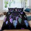 Dream Catcher Duvet Cover Set Kids Bohemian Mandala Bedding Set King Size Tie Dye Purple Boho Floral Gypsy 2/3pcs Quilt Cover