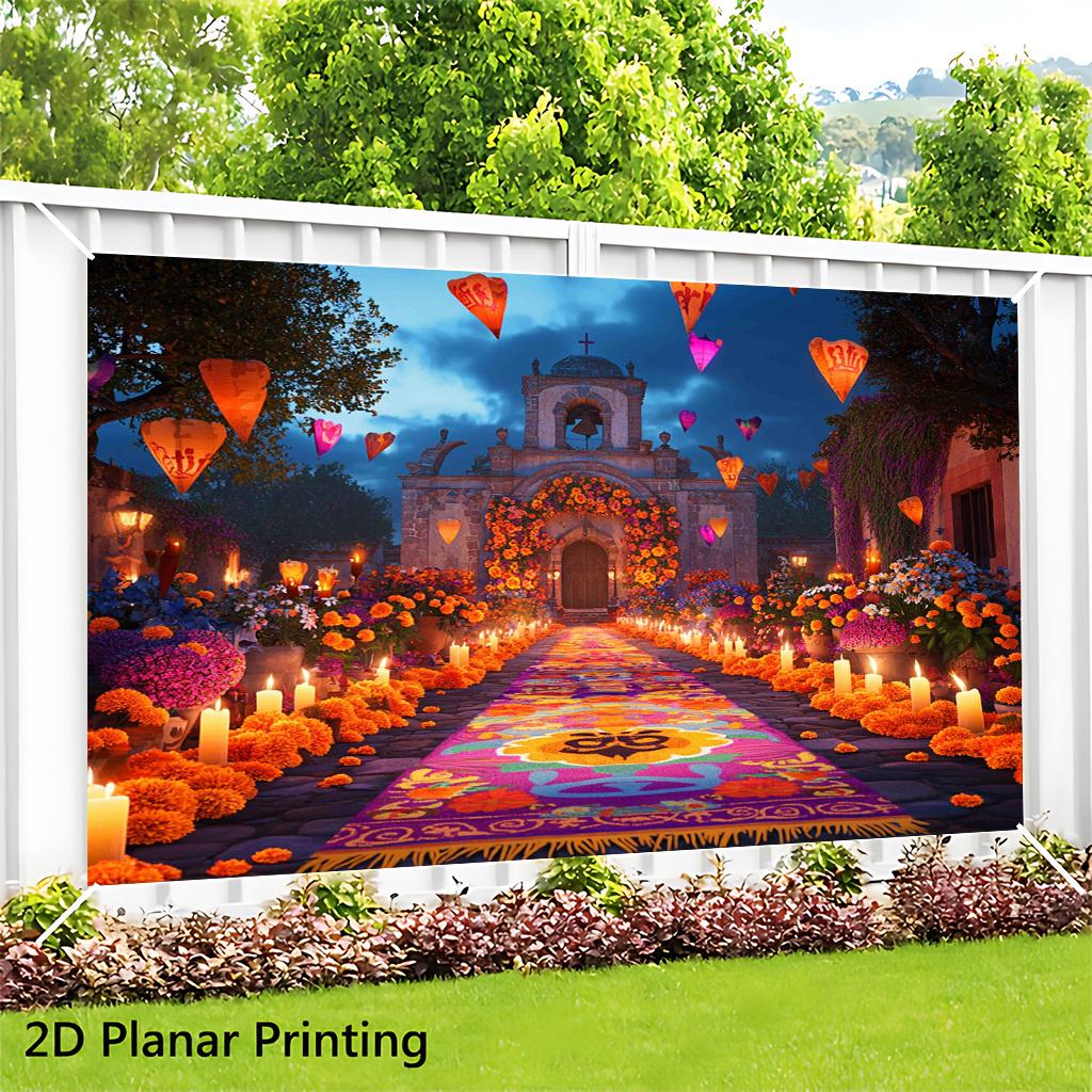 1 piece of 2D flat banner (background cloth), for the night of the Halloween lantern festival, wall decoration bannerzyc