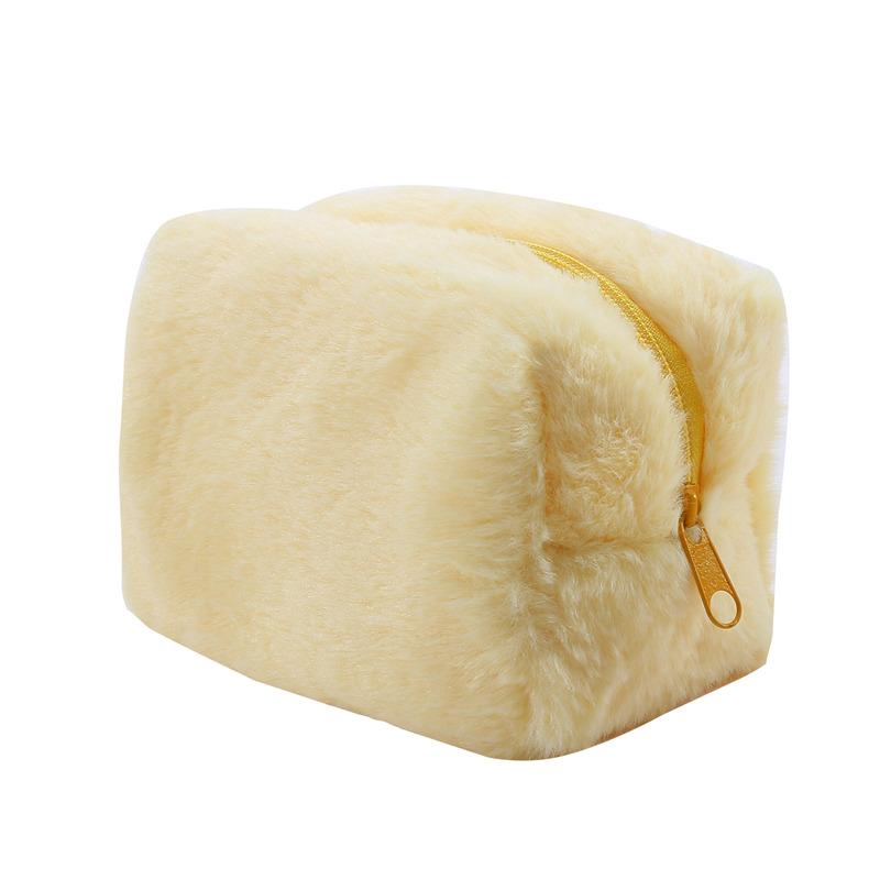 Меховые косметички для женщин, мягкая дорожная косметичка-органайзер, чехол для макияжа для молодых девушек, необходимые вещи, 1 шт., однотонные сумки