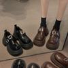 British Style with Skirt Thick Sole Heightening Small Leather Shoes Women's 2024 Autumn and Winter New French Retro Versatile Loafers Tide