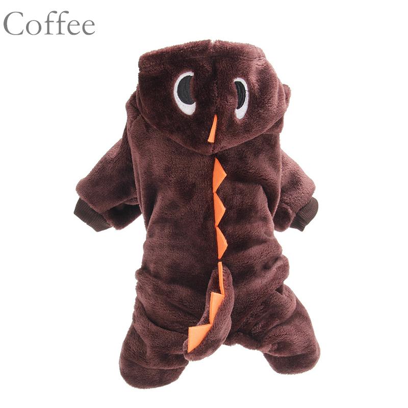 1PC Puppy Dinosaur Pet Clothes Plush Clothes Warm And Comfortable Funny Winter Kitten XS-XL