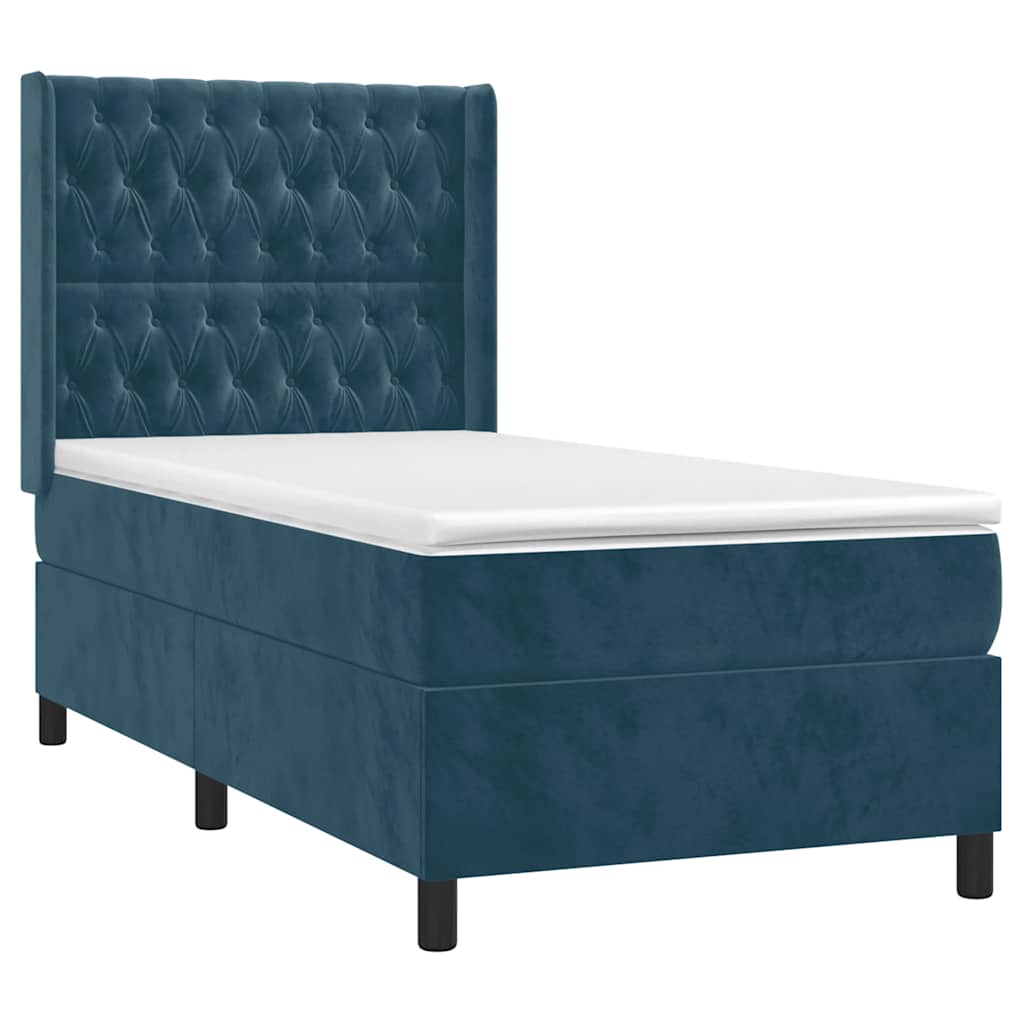 vidaXL Box Spring Bed with Mattress Dark Blue 80 x 200 cm Velvet