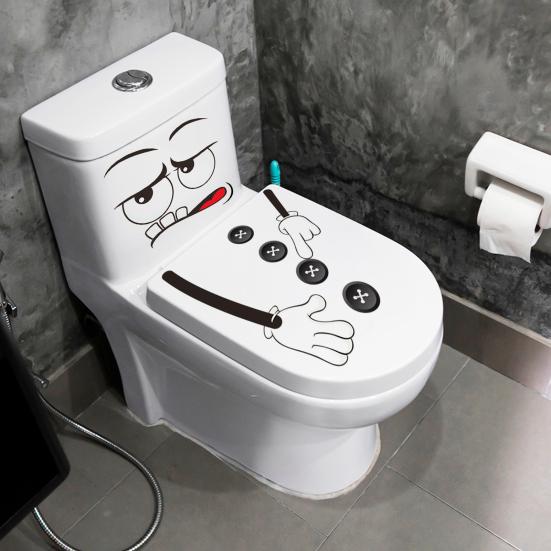 Наклейка на унитаз с мультяшным выражением, водонепроницаемая, съемная, самоклеящаяся, из ПВХ, для гостиной, ванной комнаты, настенное искусство