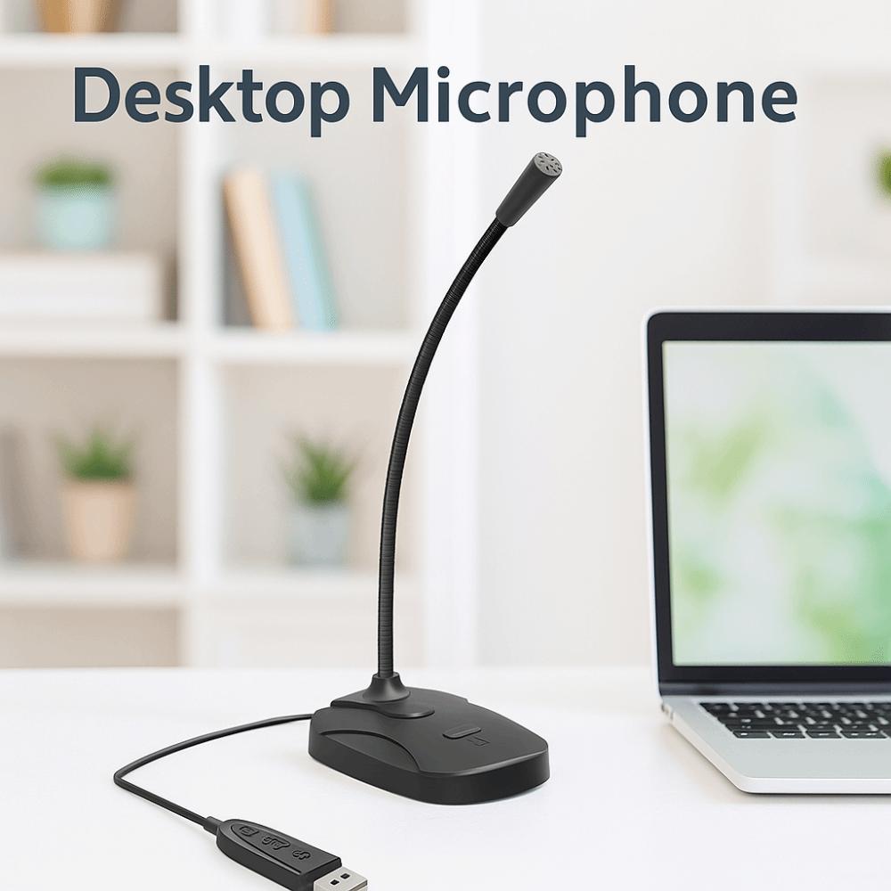 Adjustable Hose USB Desktop Microphone Noise Cancelling Hi-Fi High Fidelity PC Computer Mic Wired Connection Gooseneck Design