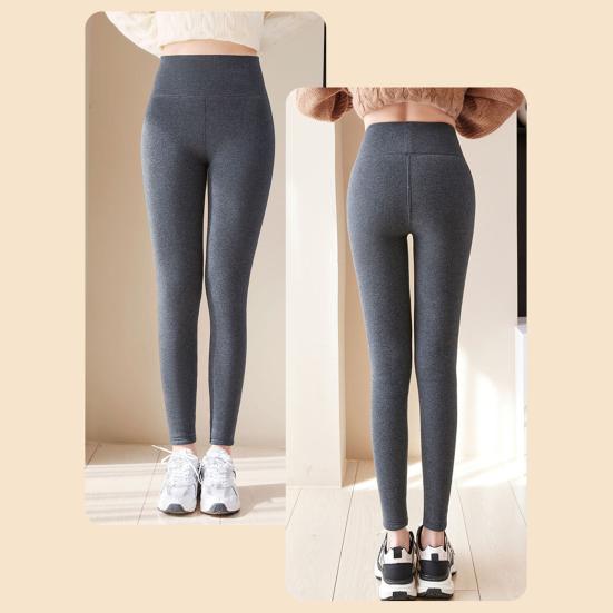 Winter Leggings High Versatile Thickened Velvet Waist Slim Butt Lifting Leggings Solid Color Warm