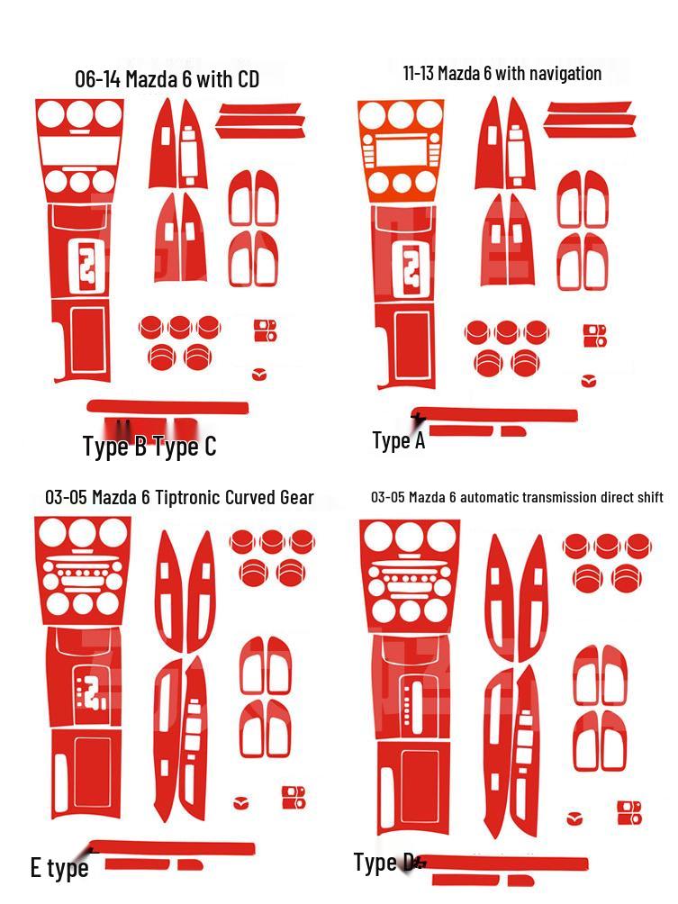 Наклейки для отделки салона Mazda 6 (2003-2015 гг.) - Декоративная пленка на рычаг переключения передач центральной консоли