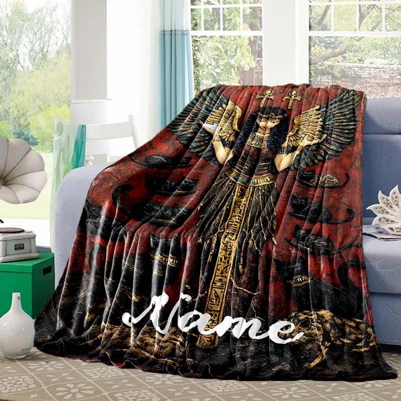 Egyptian Cat Style Customize Your Name Blanket Warm Comfortable And Soft Blankets Are Suitable For Home Chairs Office Sofas Sofas Office Camping And