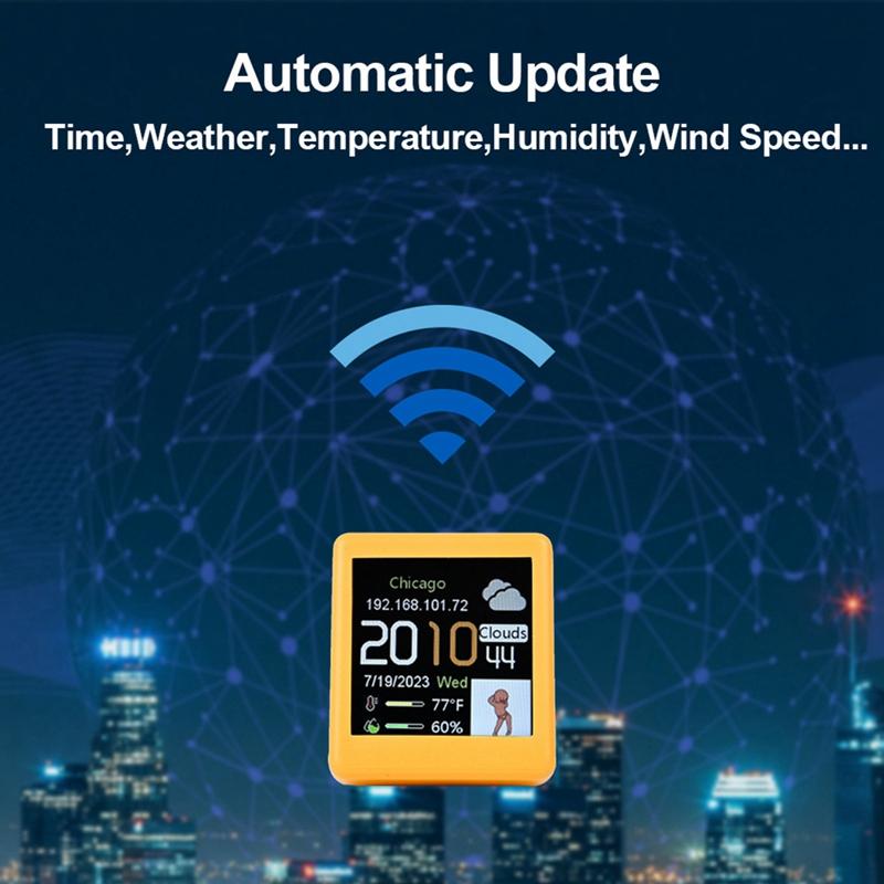 Smart WIFI Weather Station Clock DIY Cute GIF Animations Desktop Decoration Electronic Album Function MINI Clock A Easy Install