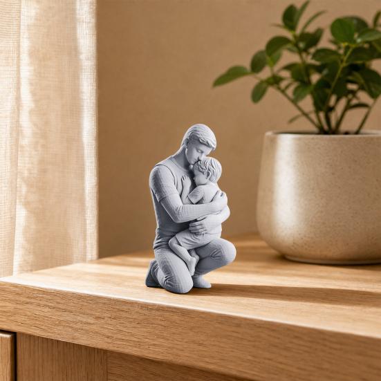 3D-печатные статуэтки отца и сына, обнимающиеся, Матовая белая настольная декорация для дома, Сентиментальный подарок папе от сына на День отца,