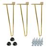Set of 3 furniture legs Hairpin legs gold gloss height 41cm 2 rods