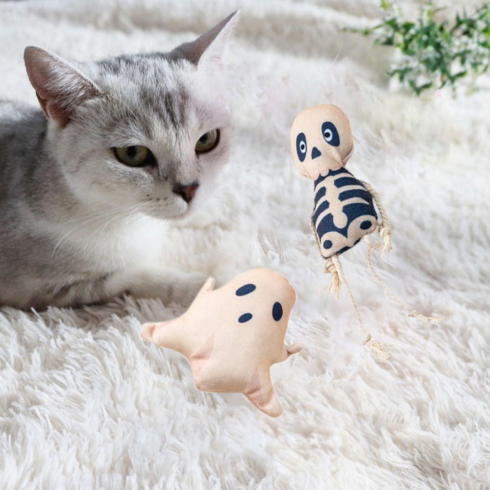 Ghost/Spirit/Pumpkin Cat Chewing Fun Doll Plush Halloween Cat Teeth Grinding Toys  Cleaning Teeth