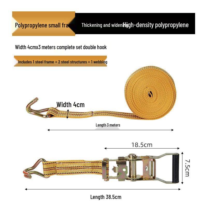 Ремни-трещотки для крепления груза на грузовике с двойным крюковым креплением и стальным натяжителем