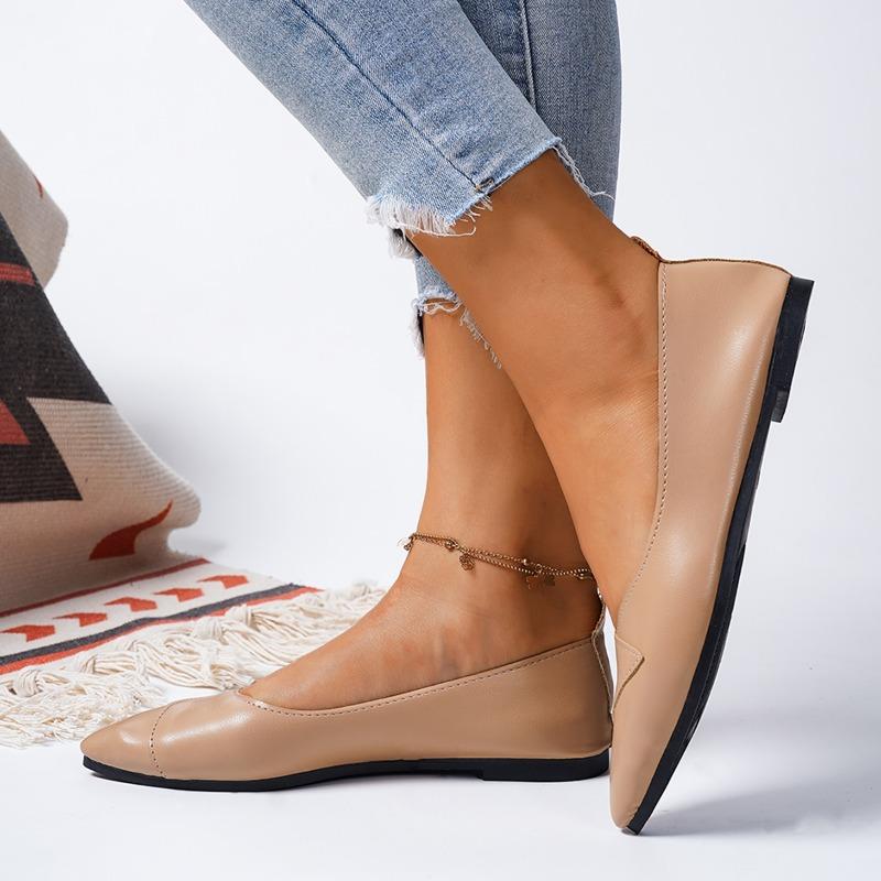 Женская обувь 2024, уличная женская обувь без шнуровки на плоской подошве, офисная повседневная обувь на плоской подошве, женская обувь больших размеров с острым носком и мелкой мягкой подошвой