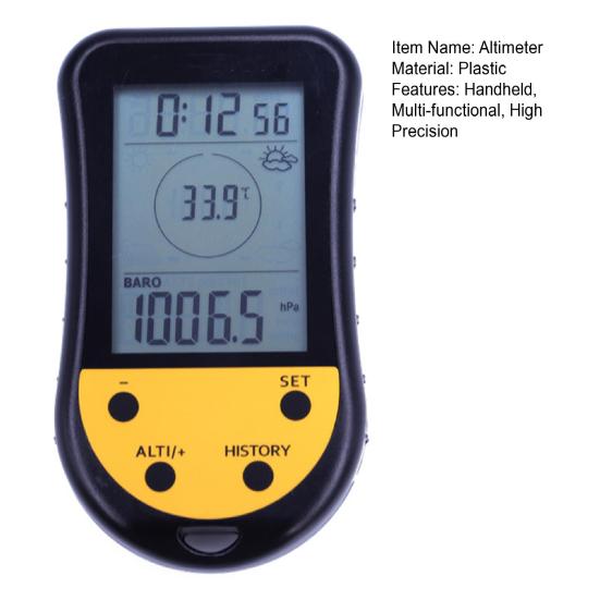 1 Set Altimeter Handheld Clock Temperature Calendar Portable LCD Digital Fishing Barometer for Outdoor