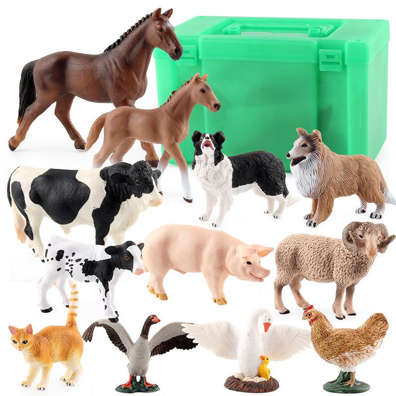 Xd168-D2 Ranch Model Animal Toy Set With Storage Box A Variety Of Farm Animal Model Ornaments