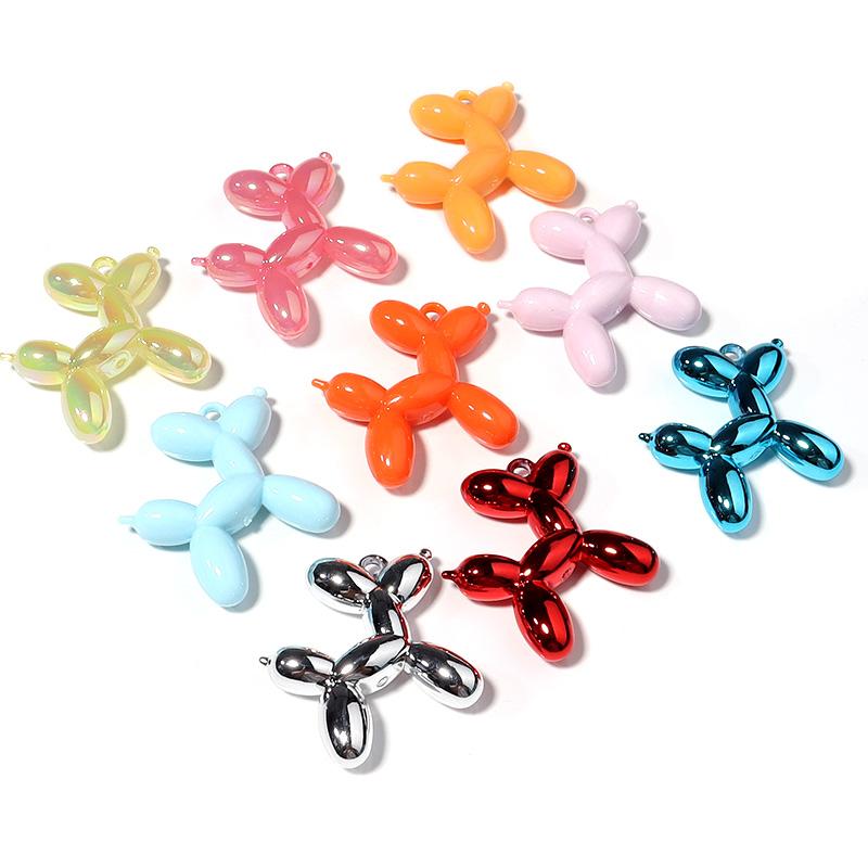 5Pcs Acrylic Pendant Plated Colored Cute Bubble Dog Pendant For DIY Men Women Earrings Necklace Jewelry Accessories Wholesale