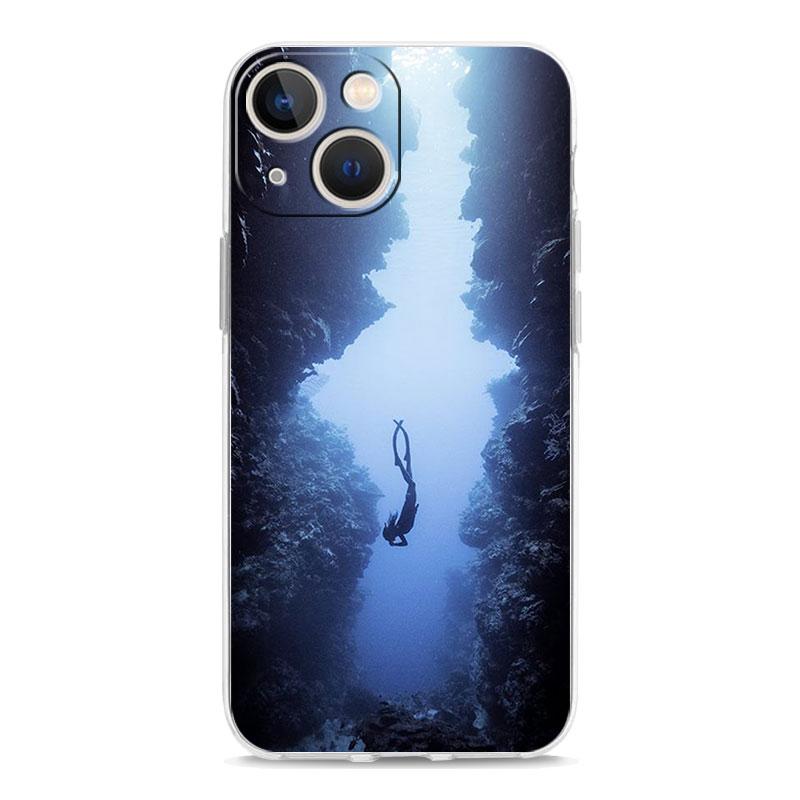 Чехол для iPhone 17 Чехлы iPhone Air 16 15 12 13 14 Pro Max 7 8 Plus 16Pro iPhone11 Прозрачный Мягкий Чехол Дайвер Погружение