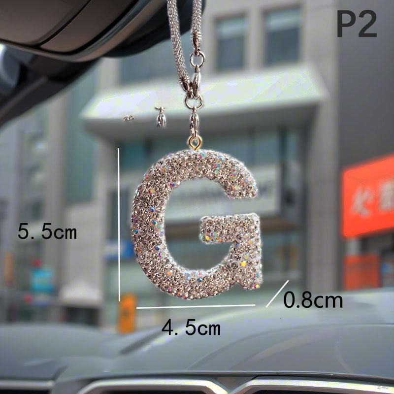 Новый 1 шт. Стразы Буквы Автомобильное Зеркало Заднего Вида Подвеска Кристалл Автомобильное Украшение Шикарный Аксессуар Подвесной Креативный Блестящий Шарм