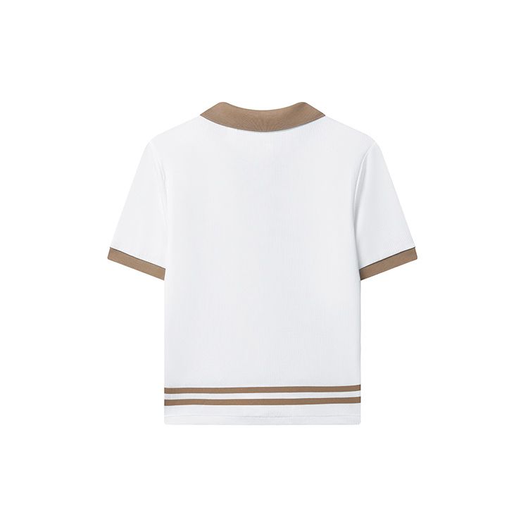 Fila X Magic Stick Коллаборация SS23 Color Block Повседневный Преппи Стиль Поло Женские топы Белый F11W329114FWT
