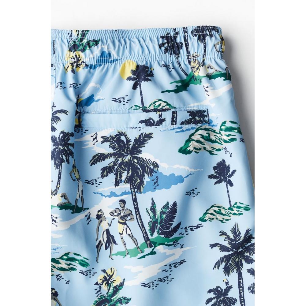 Шорты для плавания HM Pattern светло-голубые с узором