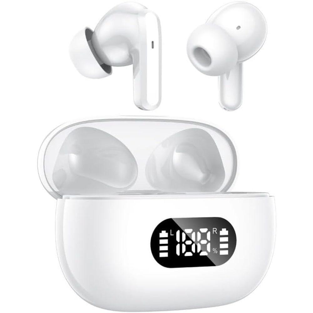 Беспроводная Bluetooth-гарнитура Bluetooth-наушники с зарядным чехлом Сенсорное управление Bluetooth 5.3-наушники с дисплеем (черный)