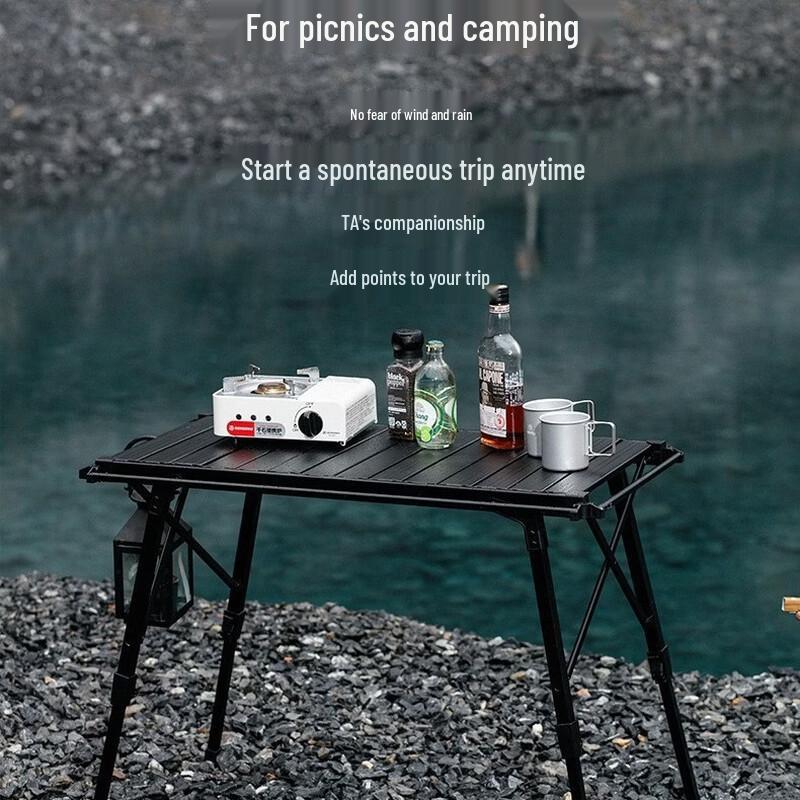 OIMG Portable Height-Adjustable Aluminum Roll-Up Folding Table