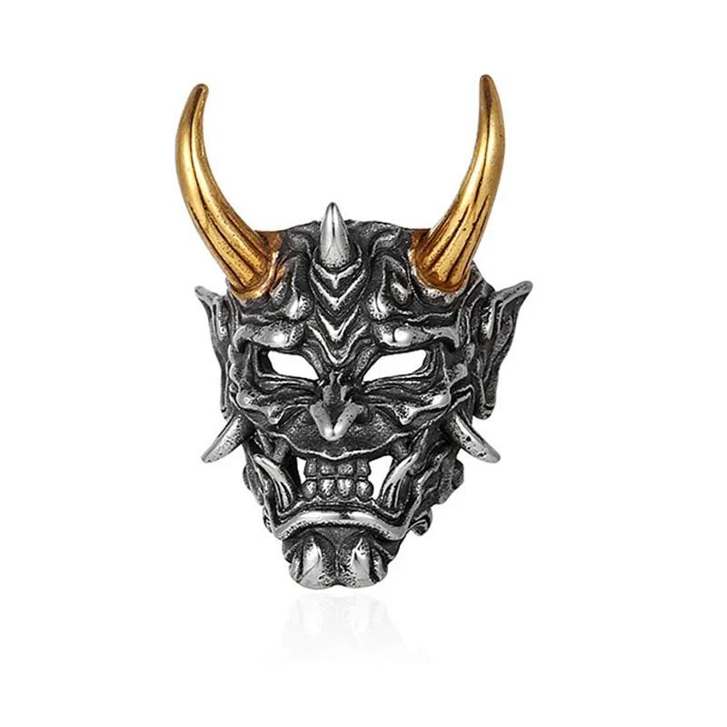 Мужское кольцо в стиле ретро-панк, скелет демона, хип-хоп, рок, локомотив, кольцо из титанового стального сплава, кольцо цвета древнего серебра, женские ювелирные изделия
