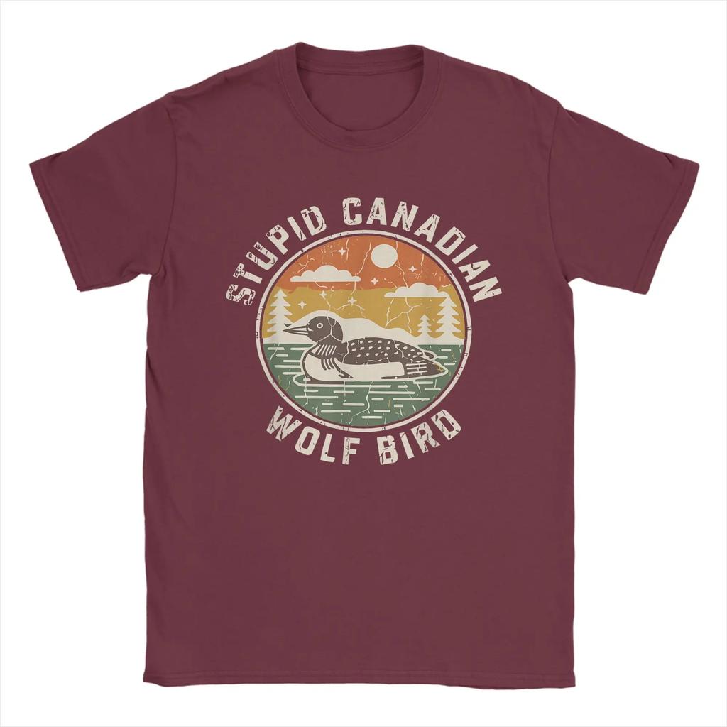 Stupid Canadian Wolf Bird Funny Loon Humor Cotton Tshirt For Unisexs Summer Y2k Tshirts Breathable Novelty Tee Shirt Design Tops