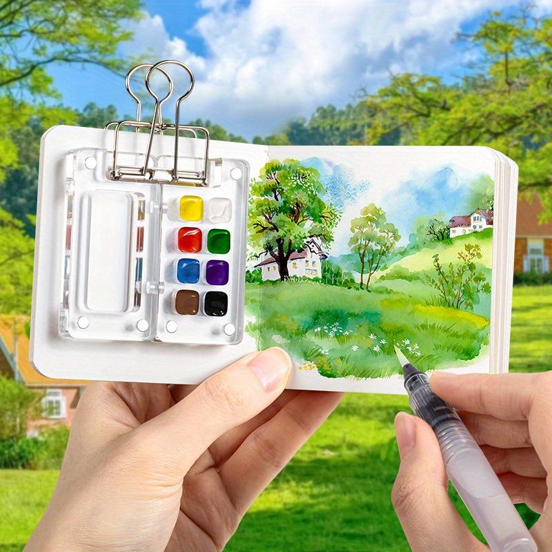 1pc 8/15 Grid Color Box Mini Watercolor Pigment Box Acrylic Box Portable Notebook Painting Book