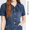 ELLASSAY Women's Summer Retro Cotton Blend Denim Shirt Dress