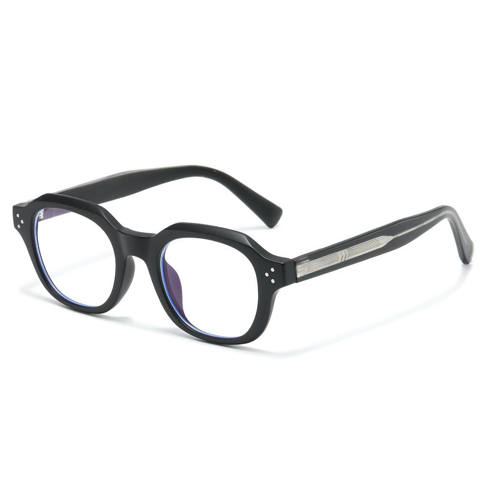Stylish new retro square anti-blue glasses frame, can be equipped with myopia pin temple men's and women's flat glasses