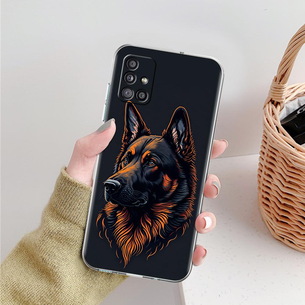 Чехол для Samsung A15 A13 A35 A55 A51 A71 A41 A31 A21S A05 A17 A23 A25 A33 A53 A73 5G A07 4G Обложка Мультяшная Собака Немецкая Овчарка