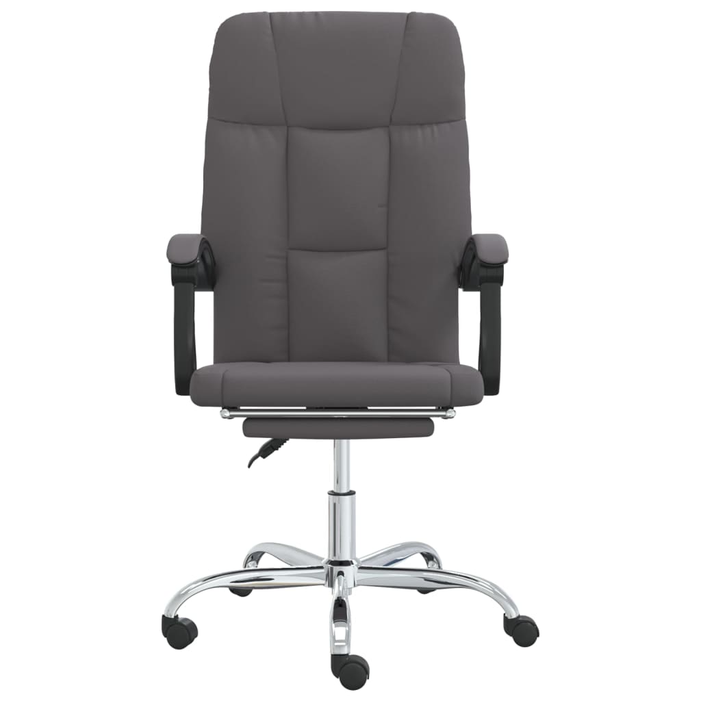 Office Chair with Reclining Function Grey Faux Leather