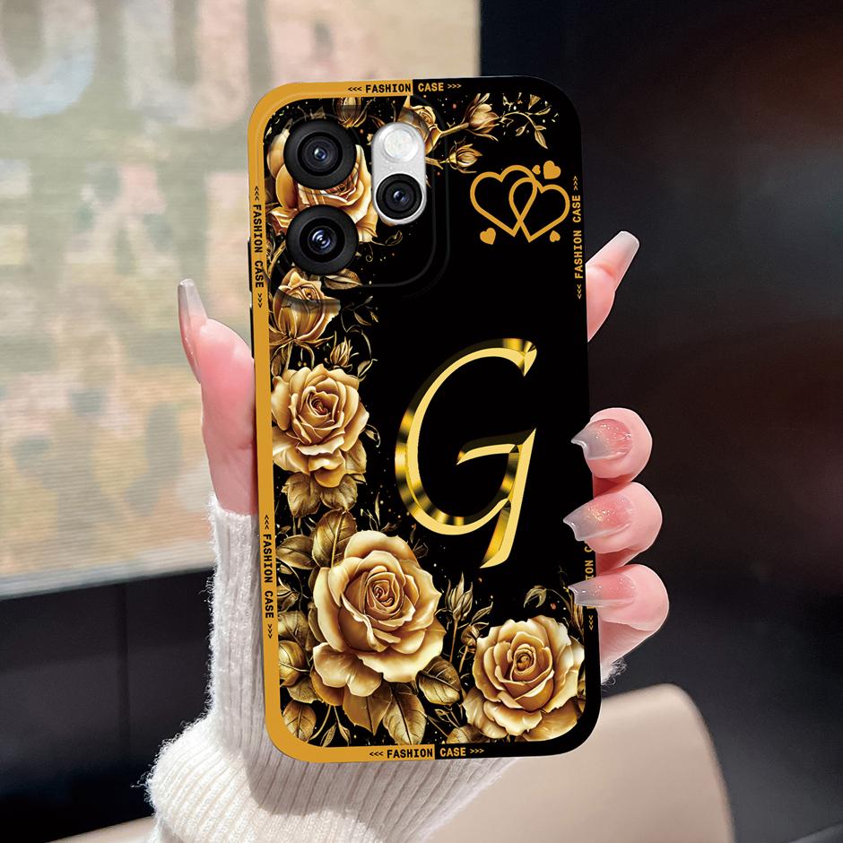 For Oppo Reno15 Pro Reno15 F Cases Luxury Rose 26 Letters Shockproof Silicone Cover For OppoReno15F Fundas OppoReno15 Pro Bumper