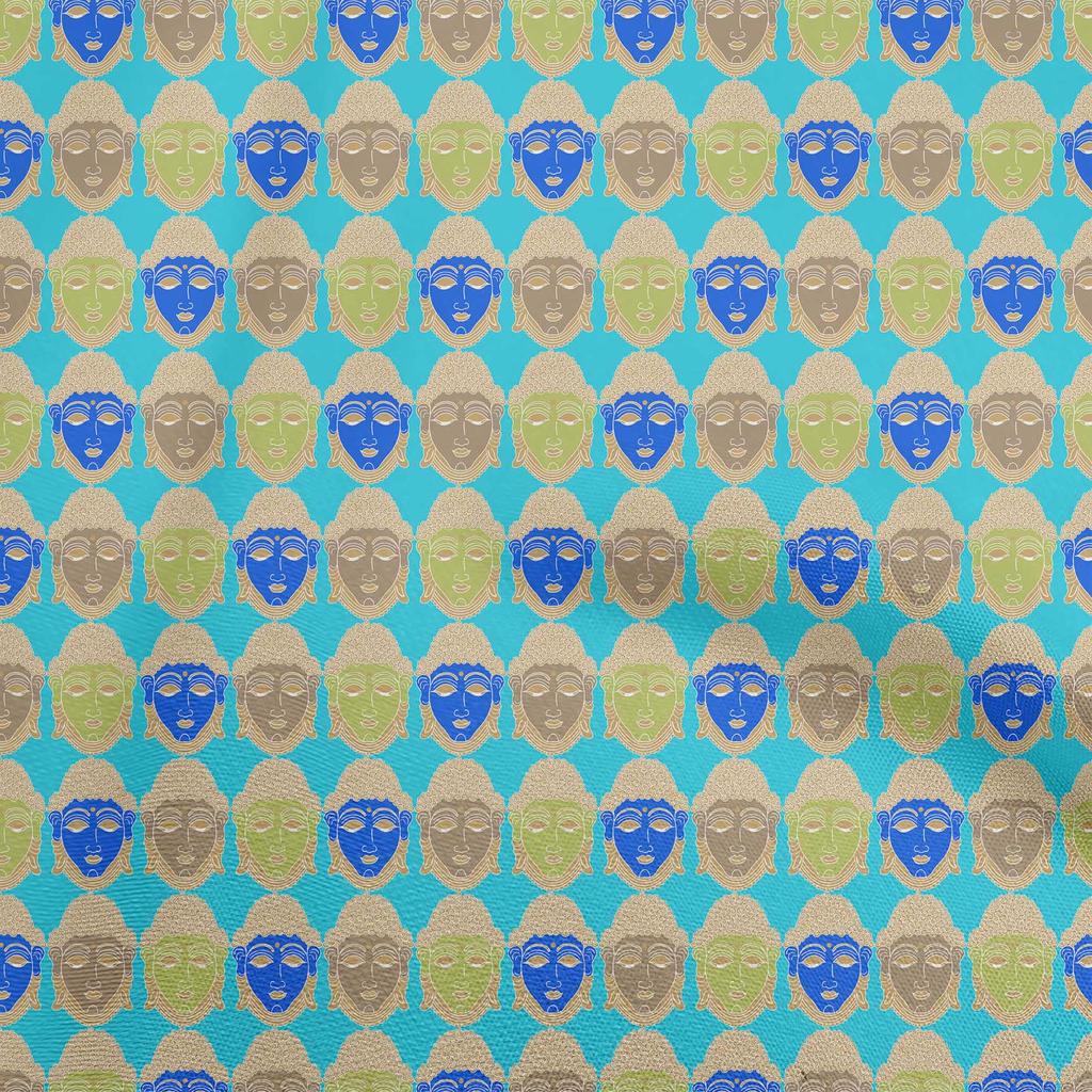 oneOone Cotton Flex Pale Yellow Fabric Lord Buddha Face Quilting Supplies Print Sewing Fabric By The Yard 40 Inch