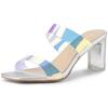 Allegra K Women's Mule Sandals, Slides, Clear, Colorful, Chunky Heel, Silver, Size 25.0cm