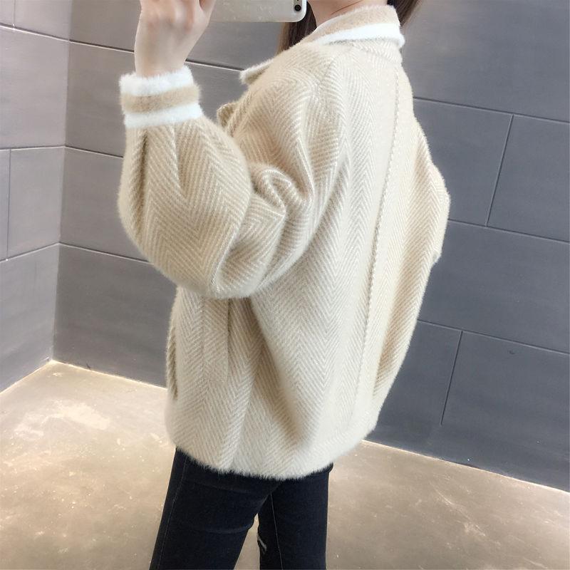 Новое осеннее бархатное пальто из искусственной норки, женское короткое сетчатое красное супер огненное пальто, маленький кардиган, женский толстый свободный