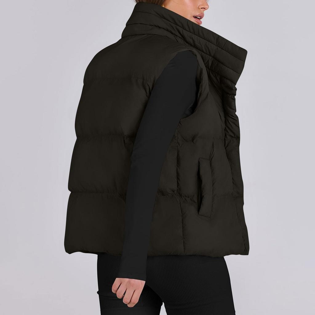 Женский повседневный зимний жилет со стойкой воротником, без рукавов, утепленный, с подкладкой, куртка-пальто с карманами