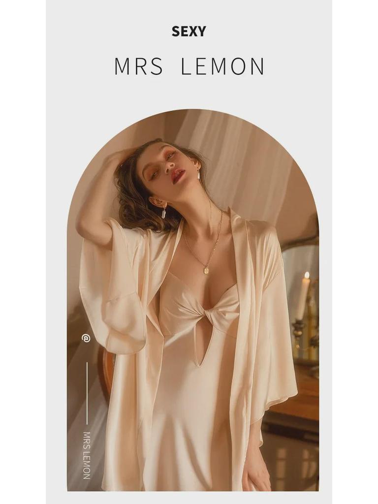 Ночная рубашка Desire Style Ice Ribbon с нагрудной подкладкой - сексуальный комплект из двух частей для женщин