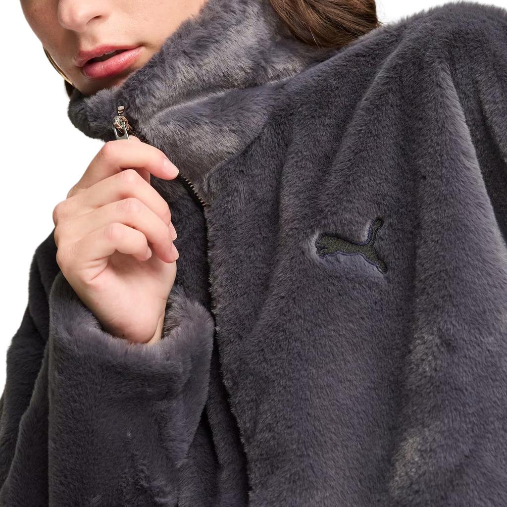 Puma Куртка женская серая с воротником-стойкой, на молнии, удобная, теплая, дышащая, с длинным рукавом 626517-69